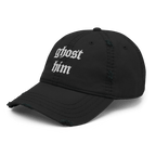 Ghost Him - Distressed Adjustable Ball Cap - ballcap - baseball style hats - hats - Numbskullz