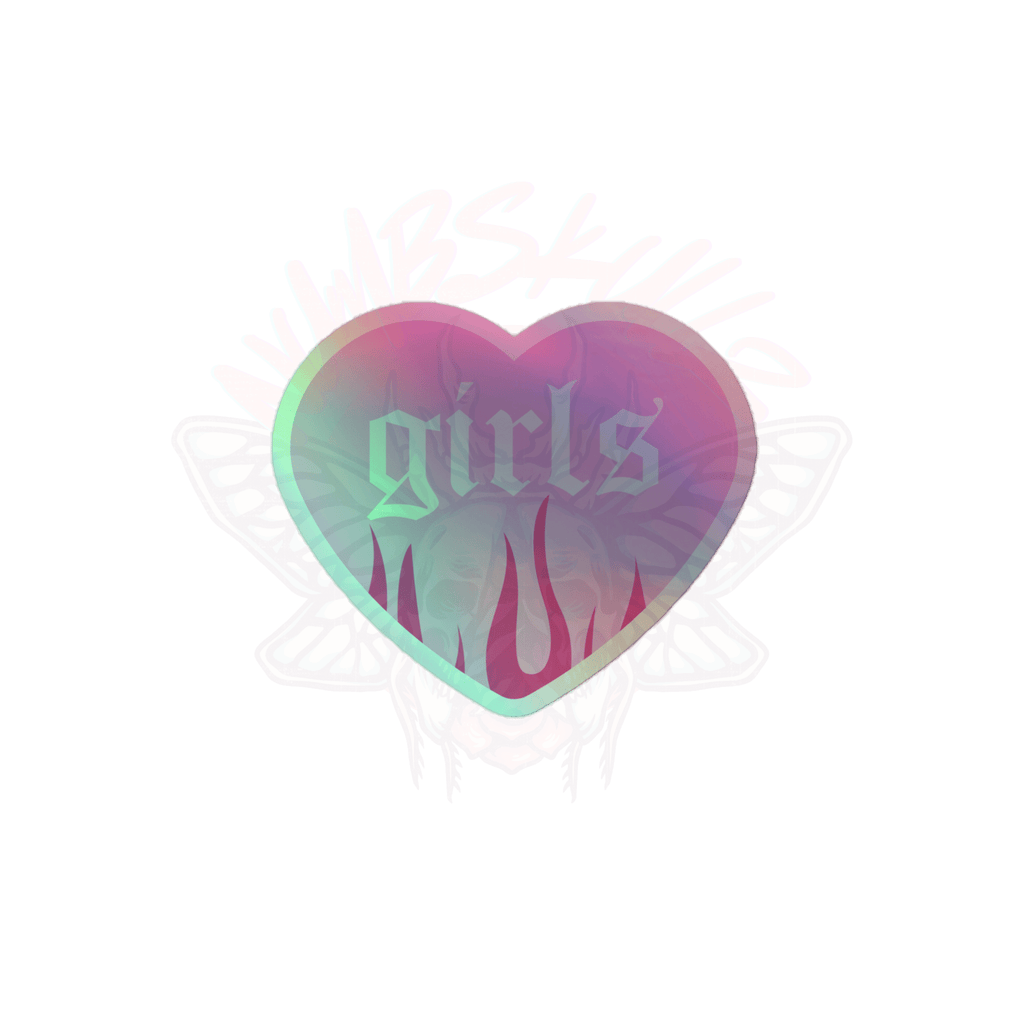 Girls Love - Holographic Sticker - accessories - hearts - holo sticker - Numbskullz