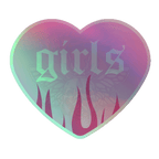 Girls Love - Holographic Sticker - accessories - hearts - holo sticker - Numbskullz