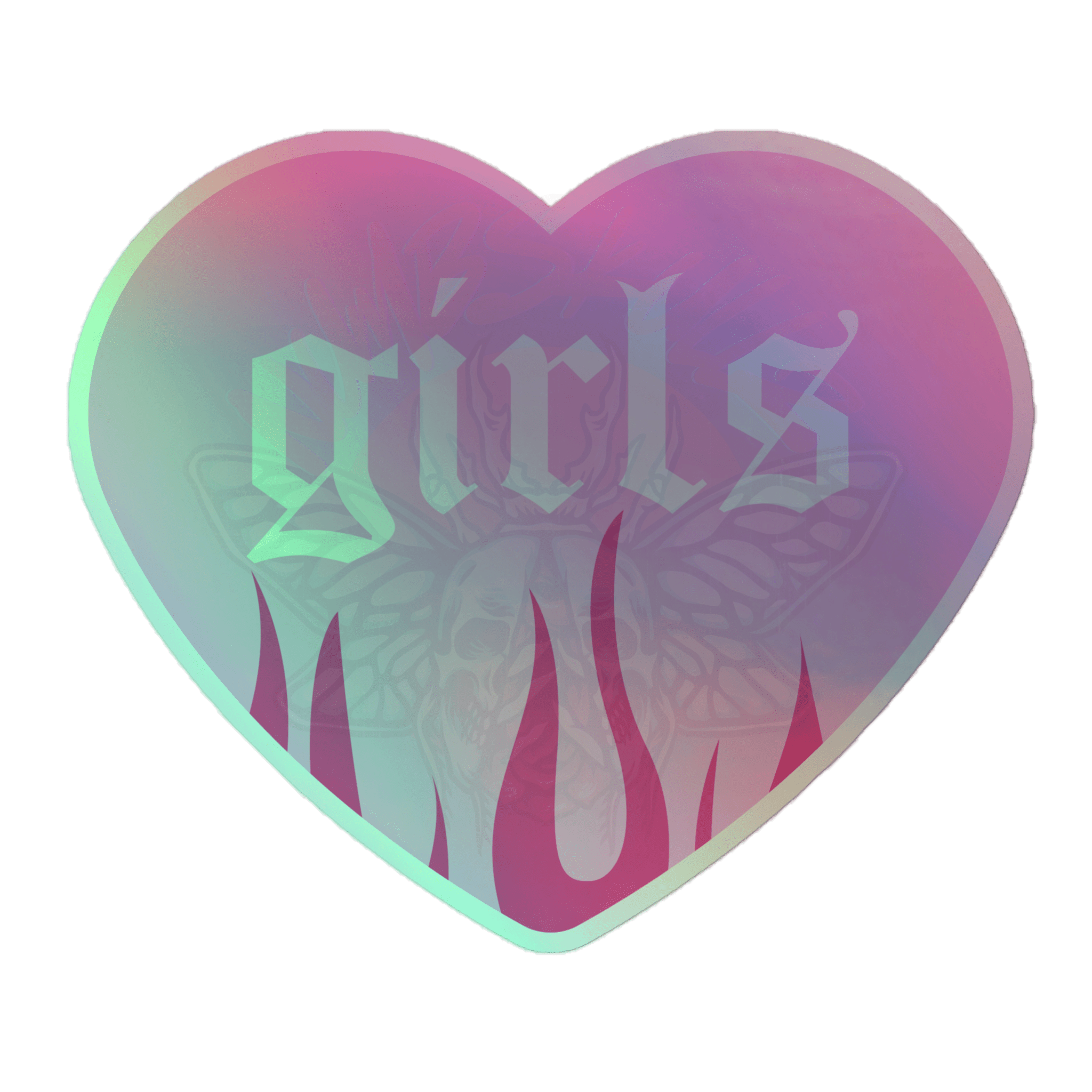Girls Love - Holographic Sticker - accessories - hearts - holo sticker - Numbskullz