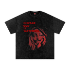God is Watching - Oversized T-Shirt-men's shirts-Numbskullz-oversized T-shirts-NumbskullzKC