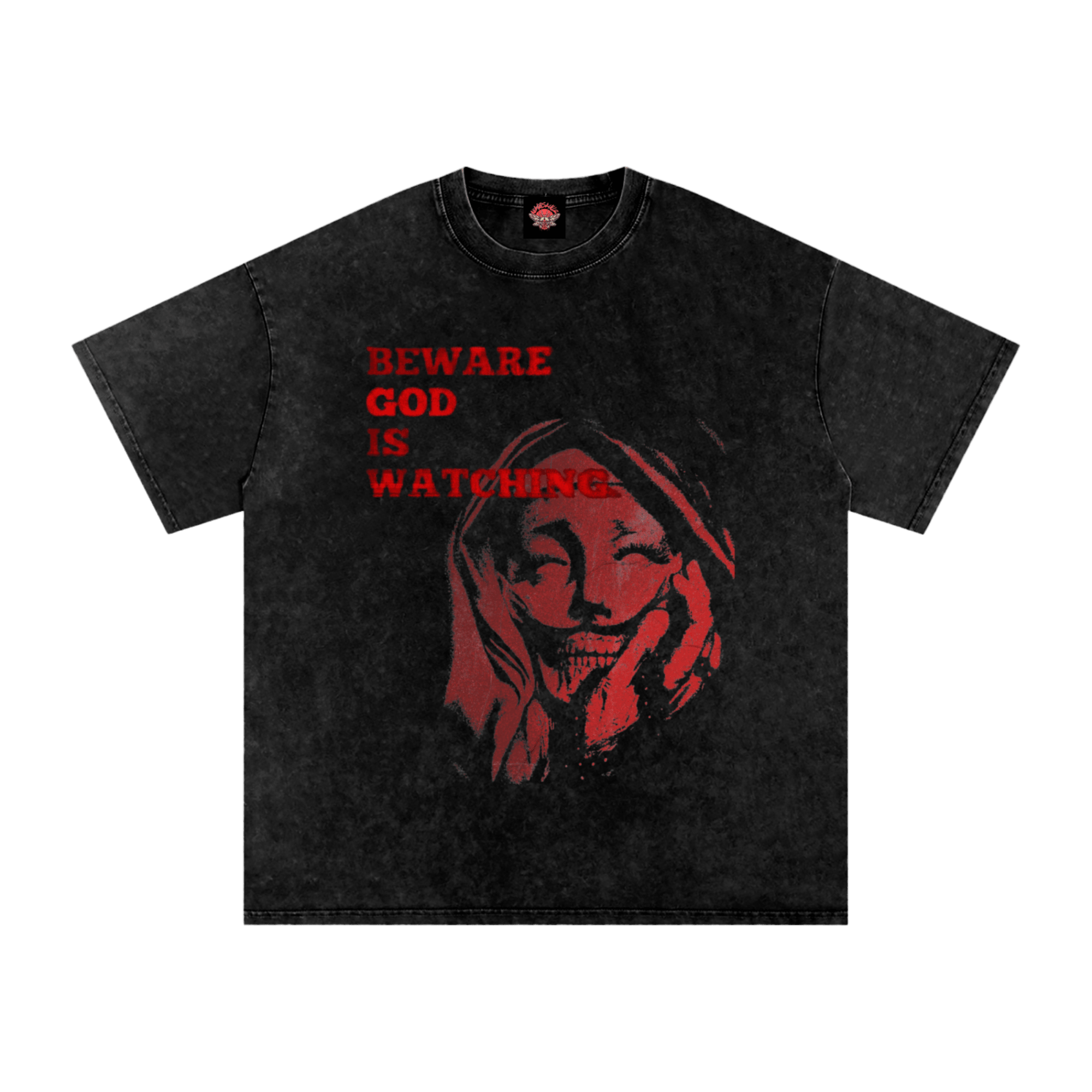 God is Watching - Oversized T-Shirt-men's shirts-Numbskullz-oversized T-shirts-NumbskullzKC