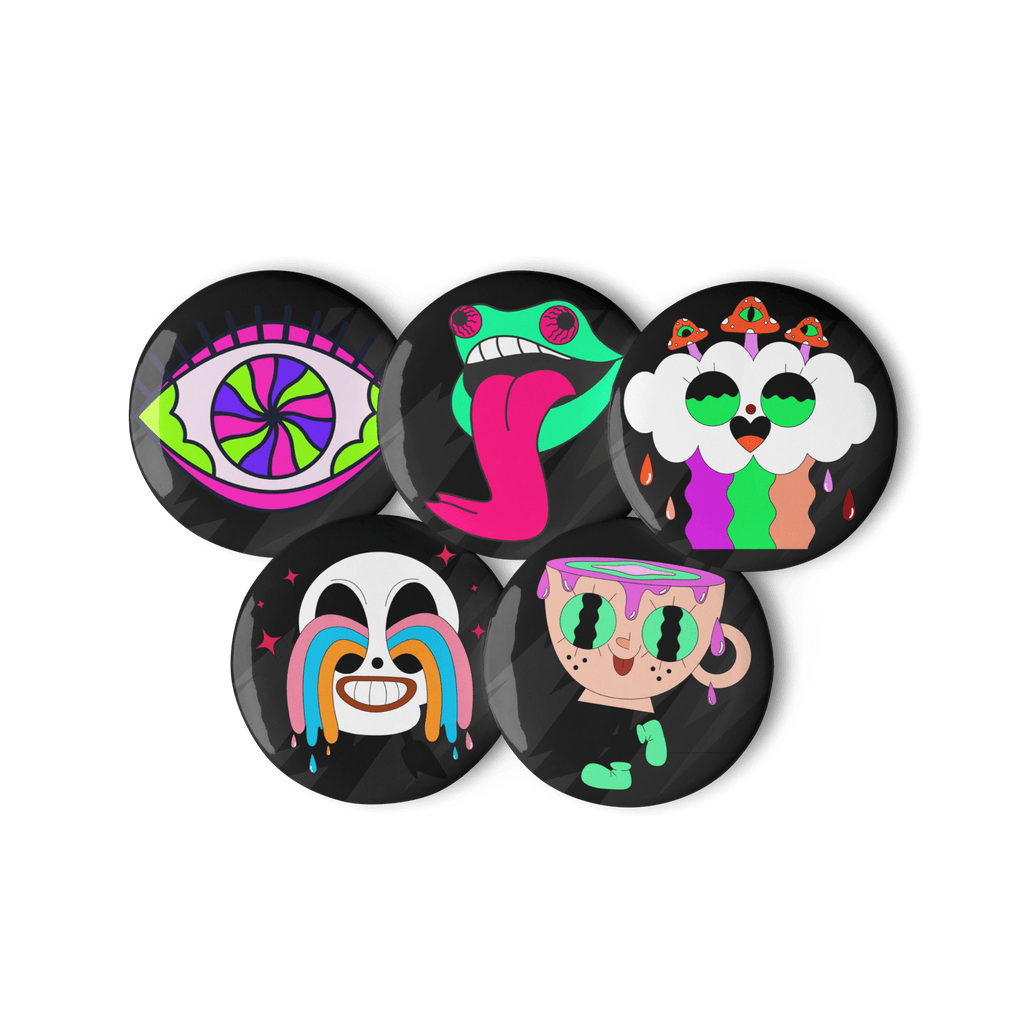Googly - Set of 5 Pin Buttons - accessories - buttons - decorative pins - NumbskullzKC