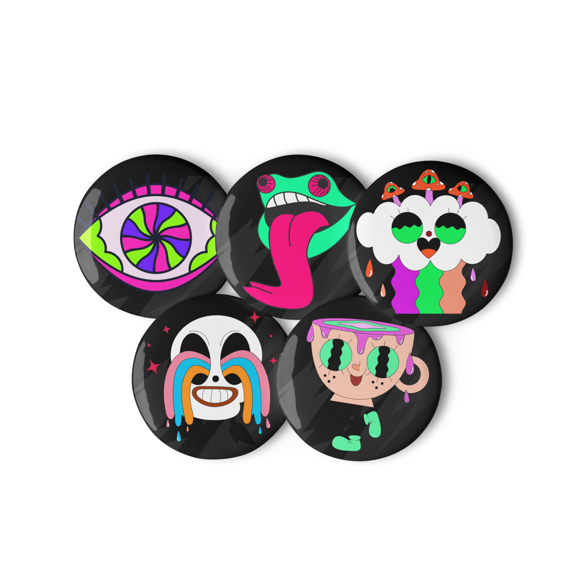 Googly - Set of 5 Pin Buttons - accessories - buttons - decorative pins - NumbskullzKC