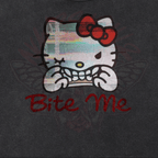 Hello, My Kitty Bites - Snow Washed Crop Top-80s-90s-animal-NumbskullzKC