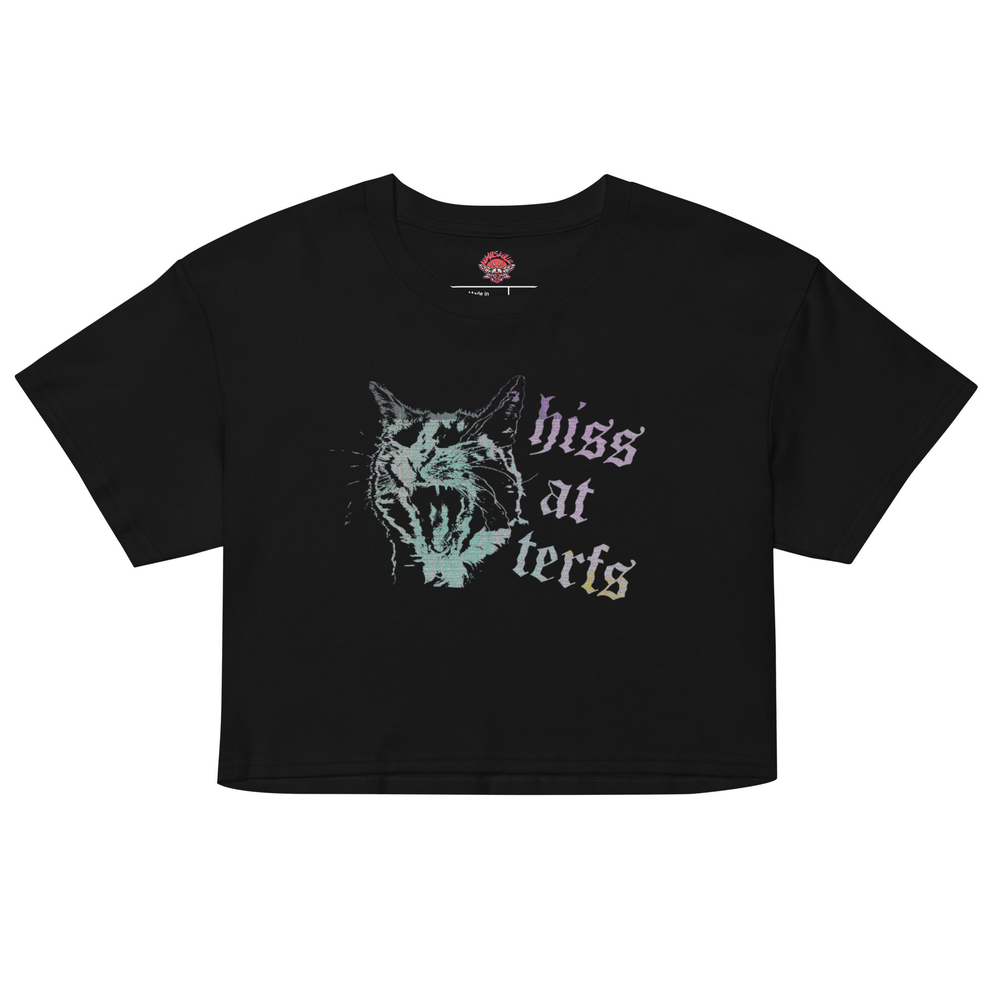 Hiss at TERFS - Relaxed Fit Cropped Top-activism-animal-anti fascist-NumbskullzKC