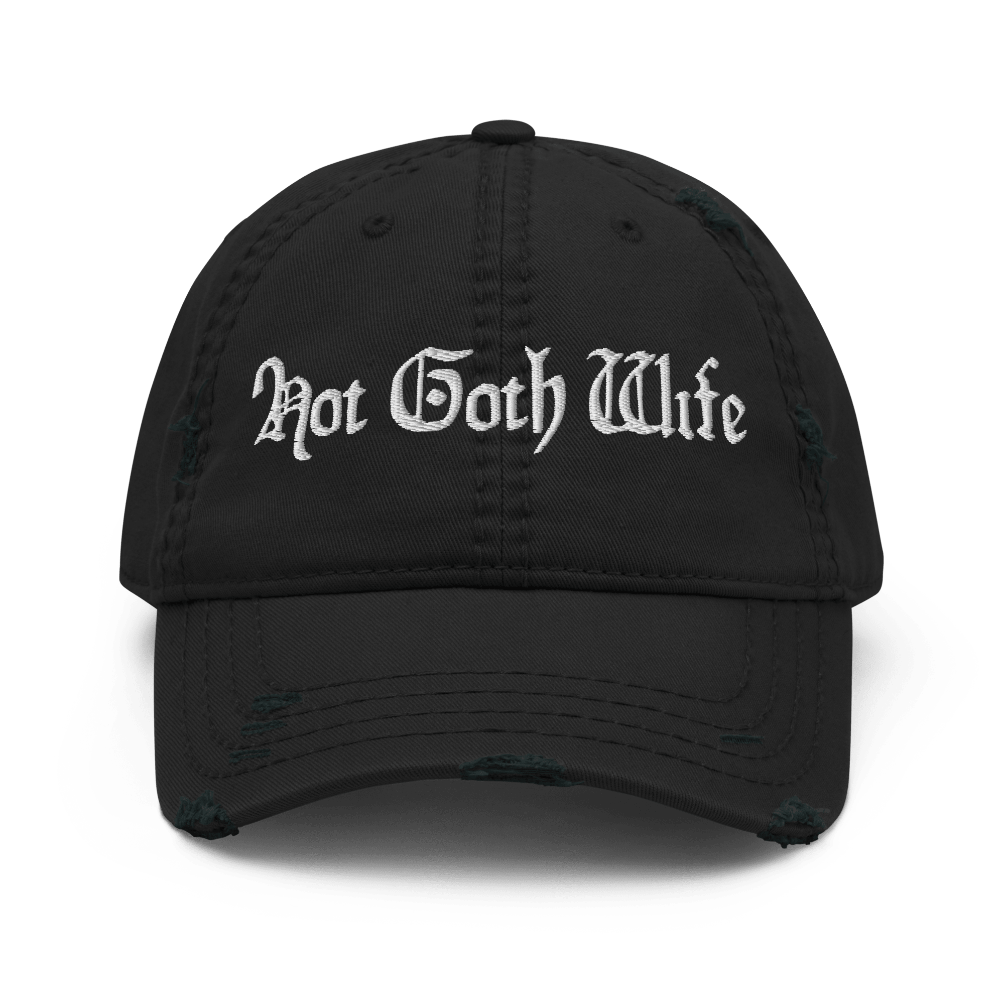 Hot Goth Wife - Distressed Adjustable Ball Cap - ballcap - baseball style hats - hats - Numbskullz