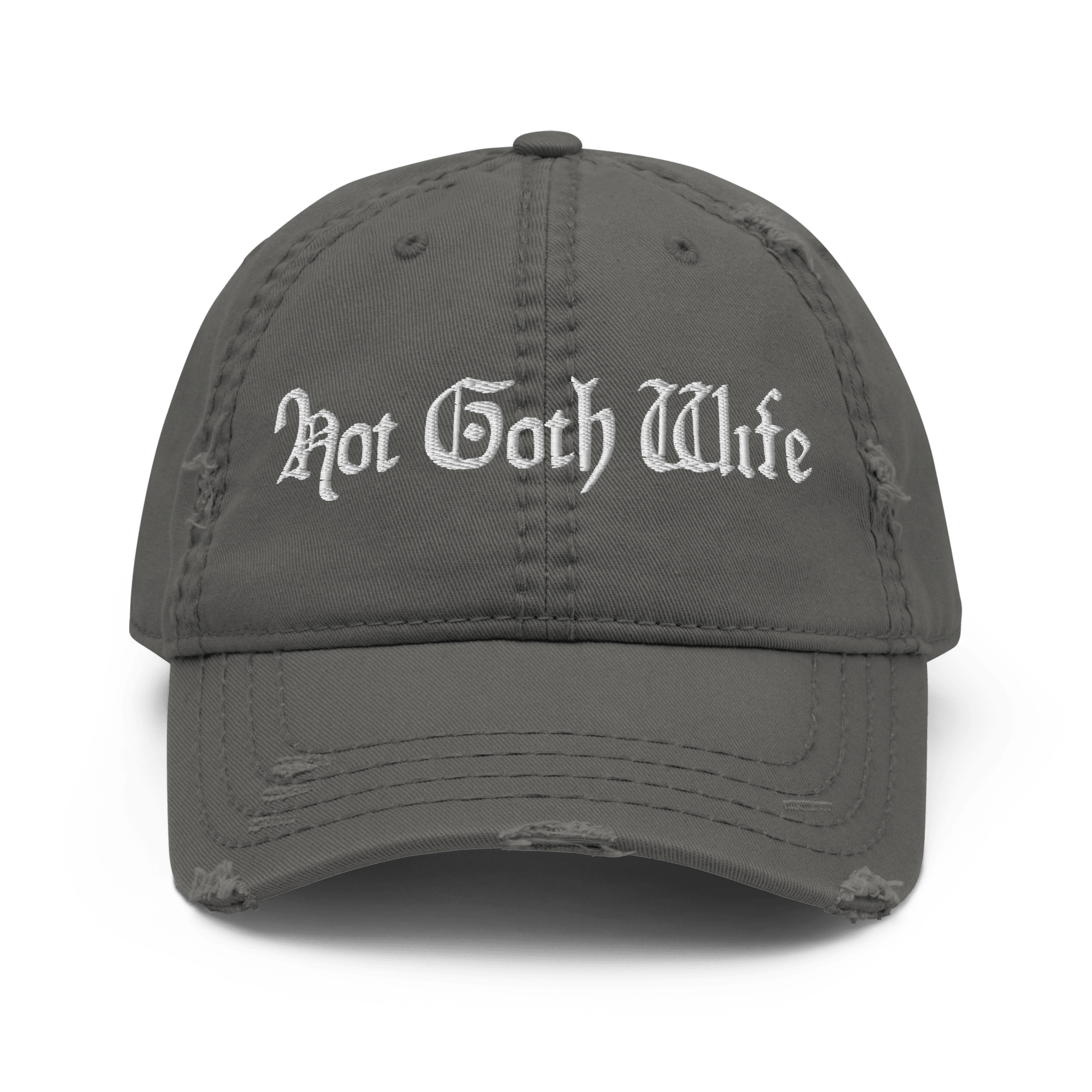 Hot Goth Wife - Distressed Adjustable Ball Cap - ballcap - baseball style hats - hats - Numbskullz