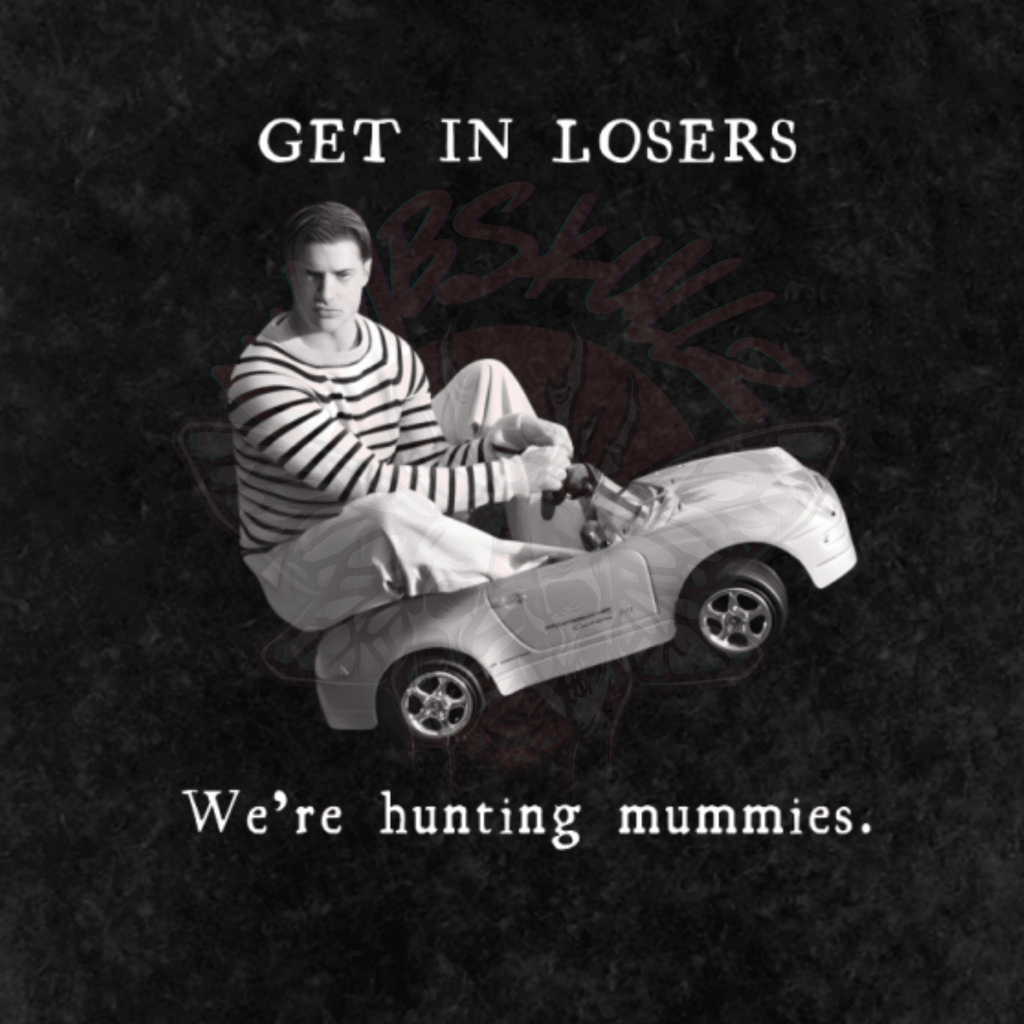 Hunting Mummies [Brendan Fraser] - Oversized T-Shirts-90s-film-men's shirts-NumbskullzKC