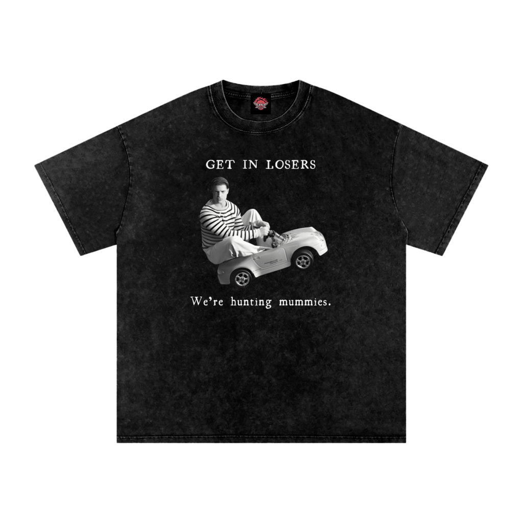Hunting Mummies [Brendan Fraser] - Oversized T-Shirts-90s-film-men's shirts-NumbskullzKC
