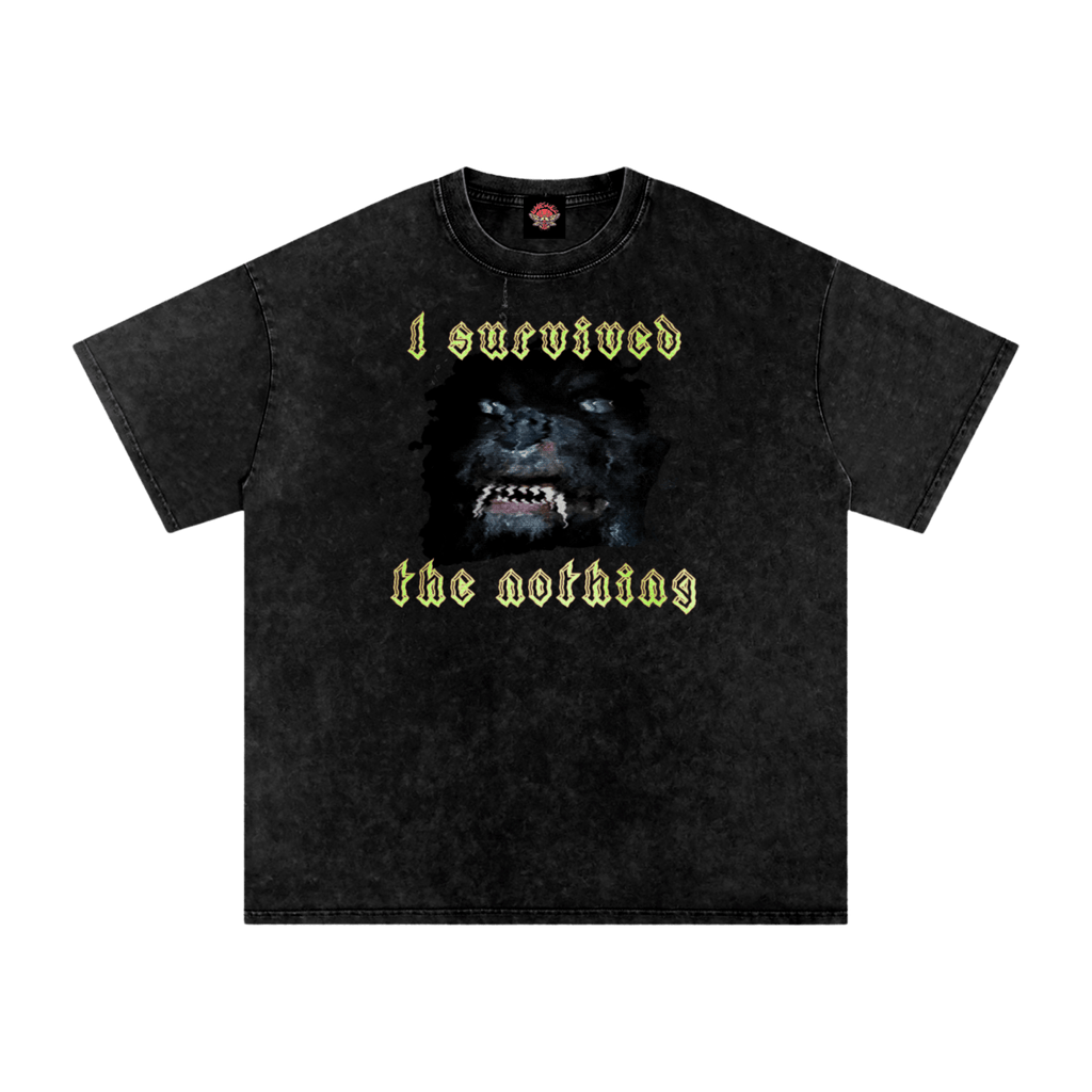 I Survived the Nothing - Oversized T-Shirt-80s-animal-glitchcore-NumbskullzKC