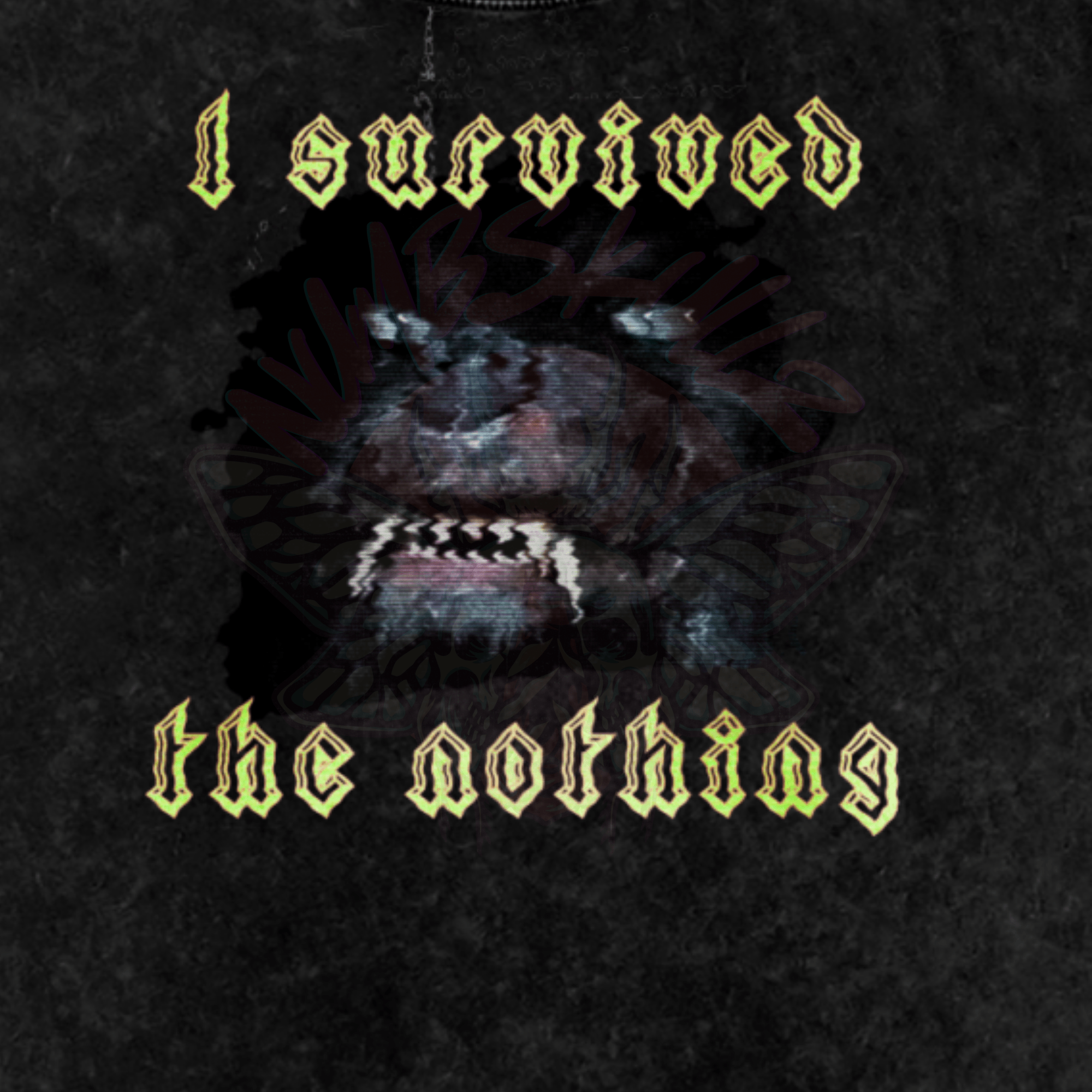 I Survived the Nothing - Oversized T-Shirt-80s-animal-glitchcore-NumbskullzKC