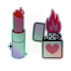 Lippy and Lights - Holographic Sticker - accessories - hearts - holo sticker - Numbskullz