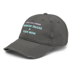 Monster Trucks + Mom - Distressed Ball Cap - ballcap - baseball style hats - graphic ball caps - Numbskullz
