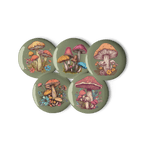 Mushrooms - Set of 5 Pin Buttons - accessories - buttons - decorative pins - Numbskullz