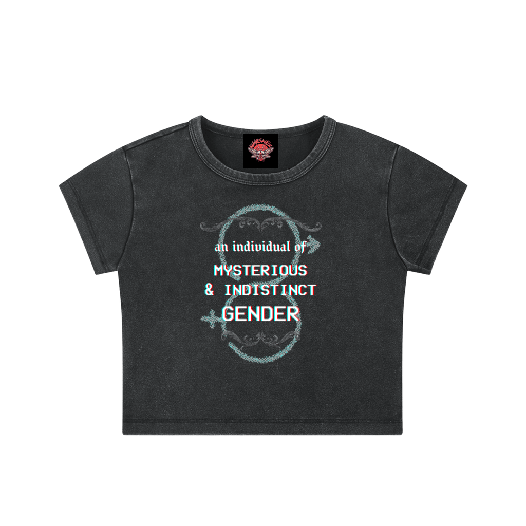 Mysterious Gender - Snow Washed Crop Top - cropped - glitchcore - lgbtq - NumbskullzKC