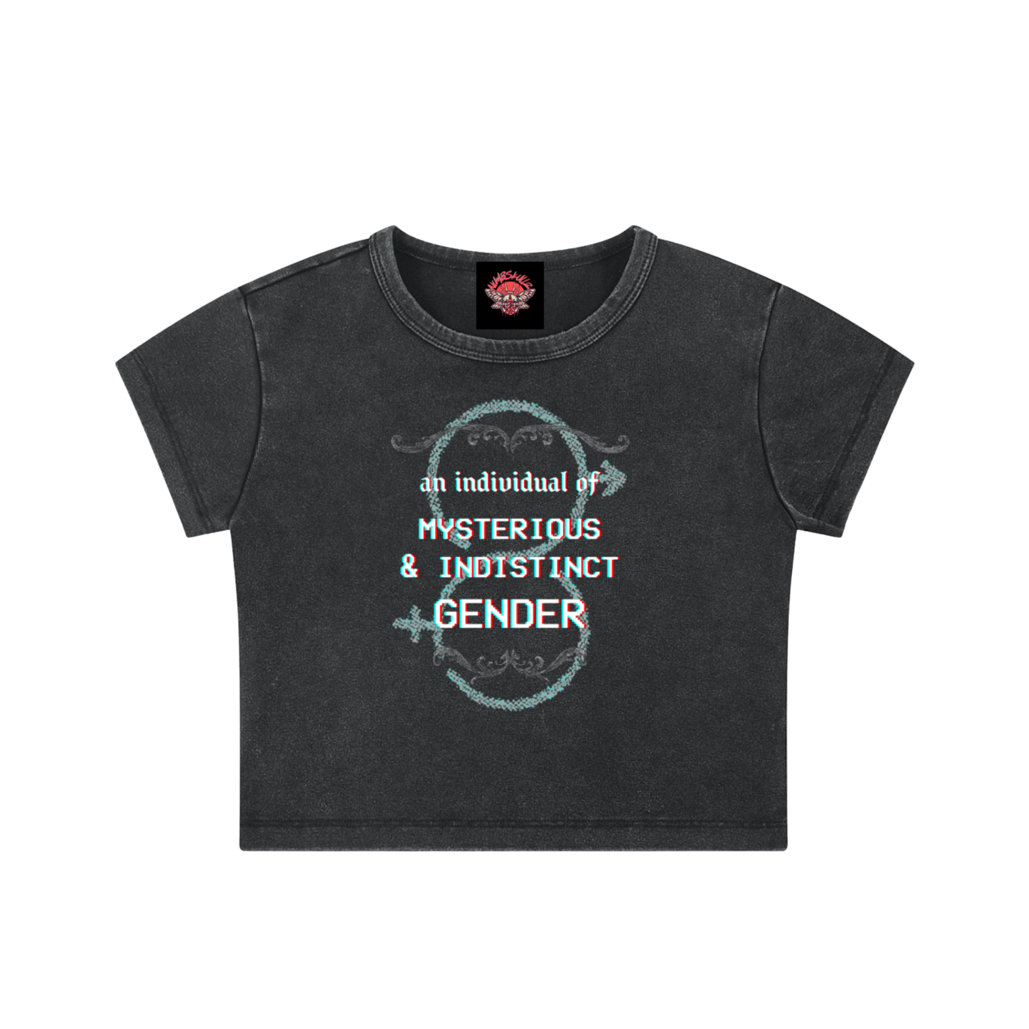 Mysterious Gender - Snow Washed Crop Top - cropped - glitchcore - lgbtq - NumbskullzKC