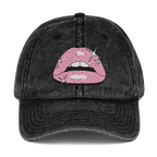 Pink Lippy - Stonewashed Cotton Twill Baseball Cap - ballcap - baseball style hats - graphic call caps - Numbskullz