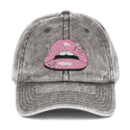 Pink Lippy - Stonewashed Cotton Twill Baseball Cap - ballcap - baseball style hats - graphic call caps - Numbskullz