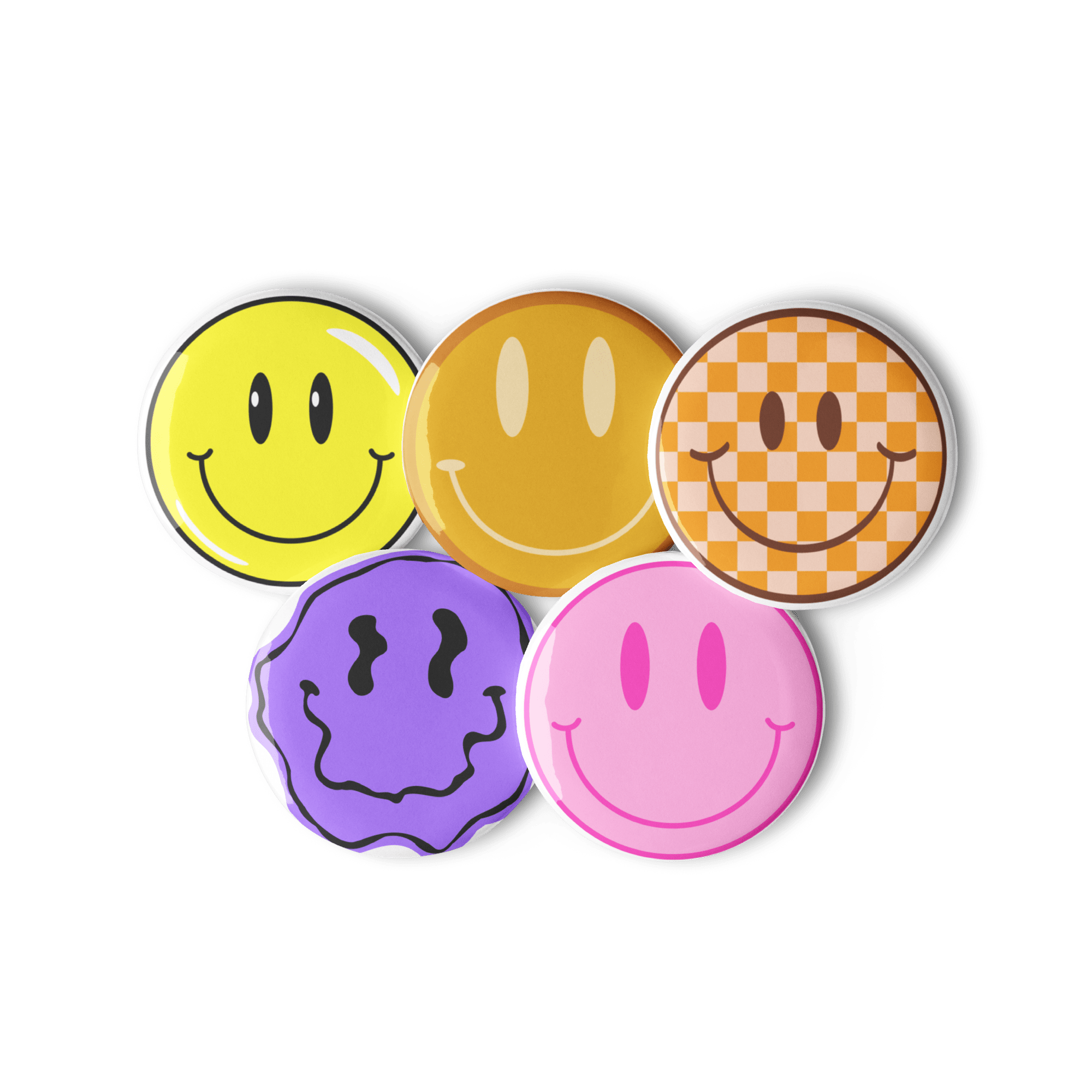 Smiley Face - Set of 5 Pin Buttons - accessories - buttons - decorative pins - NumbskullzKC