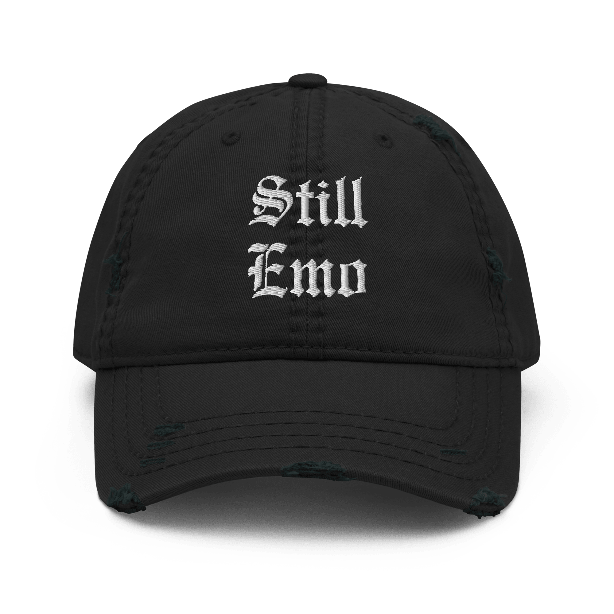 Still Emo - Distressed Adjustable Ball Cap - ballcap - baseball style hats - embroidered ball caps - Numbskullz