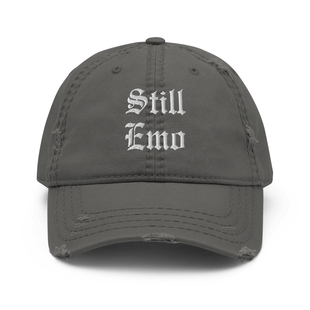 Still Emo - Distressed Adjustable Ball Cap - ballcap - baseball style hats - embroidered ball caps - Numbskullz