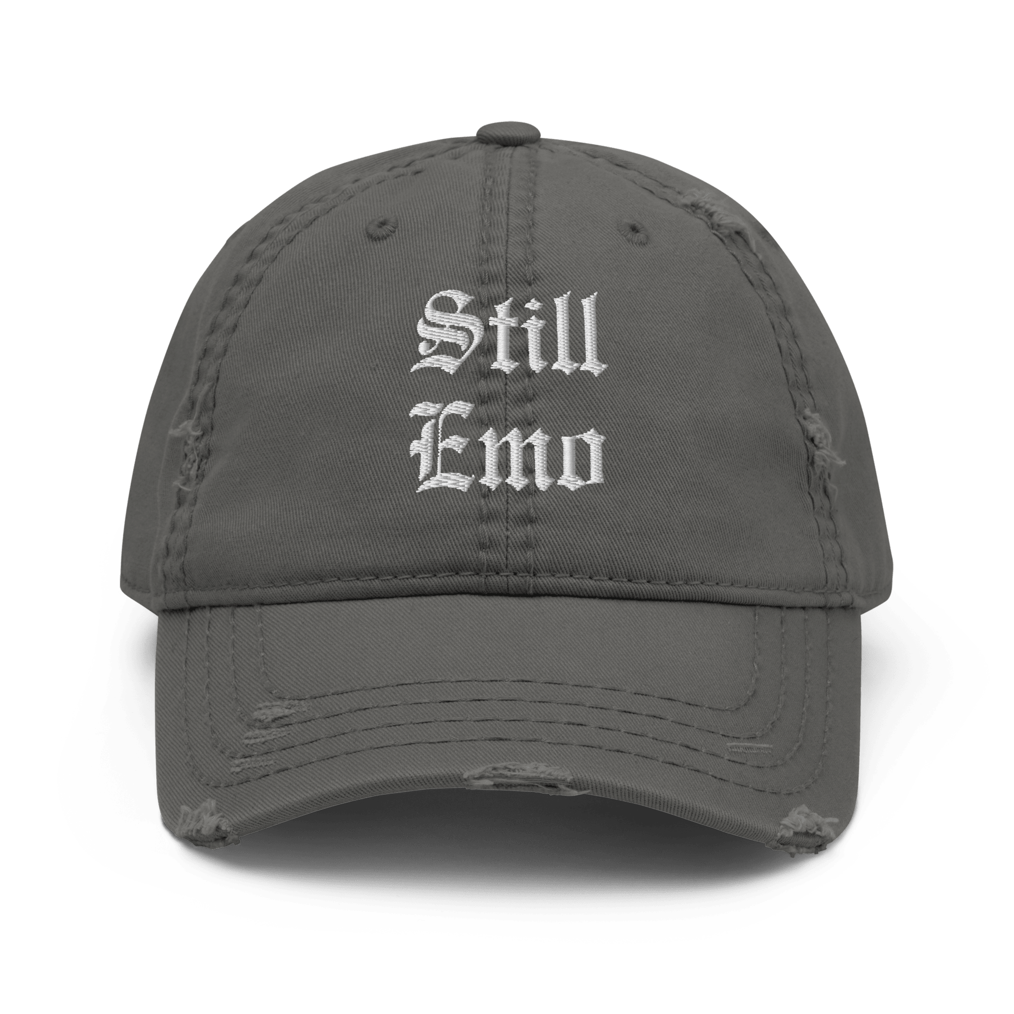 Still Emo - Distressed Adjustable Ball Cap - ballcap - baseball style hats - embroidered ball caps - Numbskullz