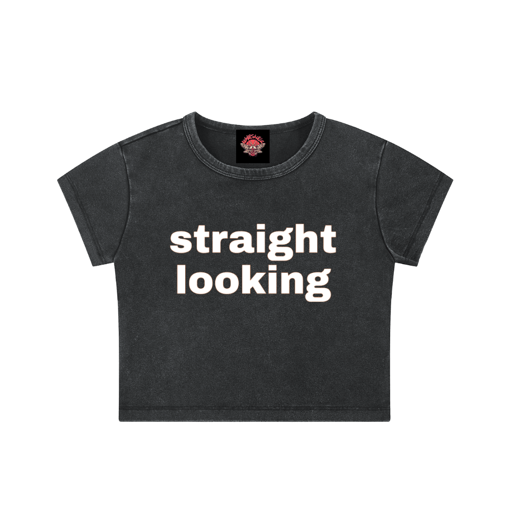 Straight Looking - Snow Washed Crop Top-Numbskullz-shirt-Short Sleeve-NumbskullzKC