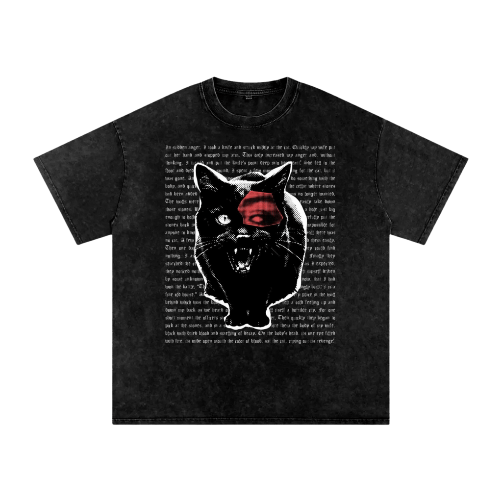 The Black Cat - Oversized T-Shirt - oversized T-shirts - shirt - Short Sleeve - Numbskullz