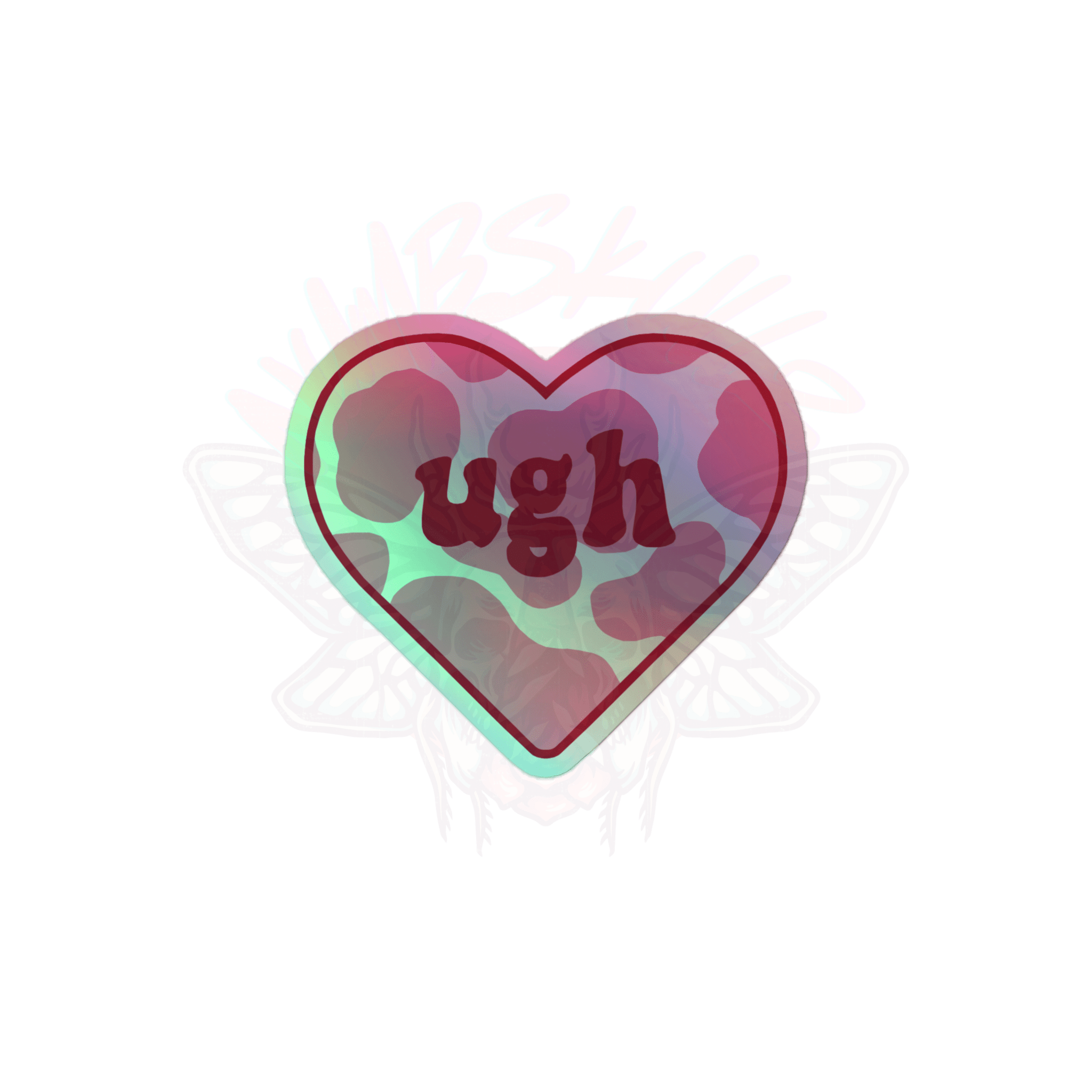 Ugh - Holographic Sticker - accessories - hearts - holo sticker - Numbskullz