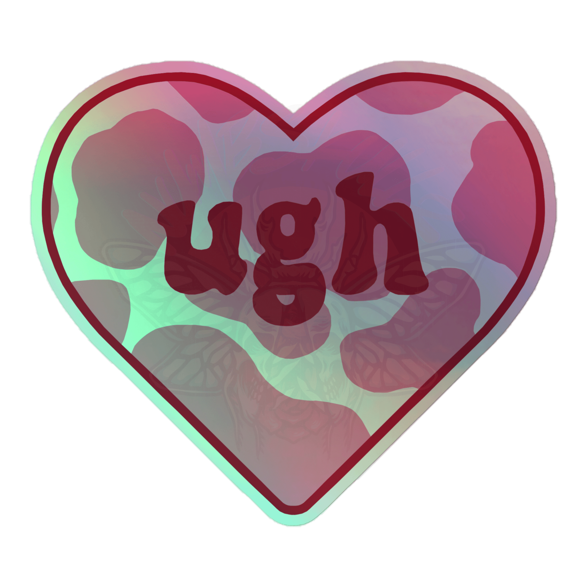 Ugh - Holographic Sticker - accessories - hearts - holo sticker - Numbskullz