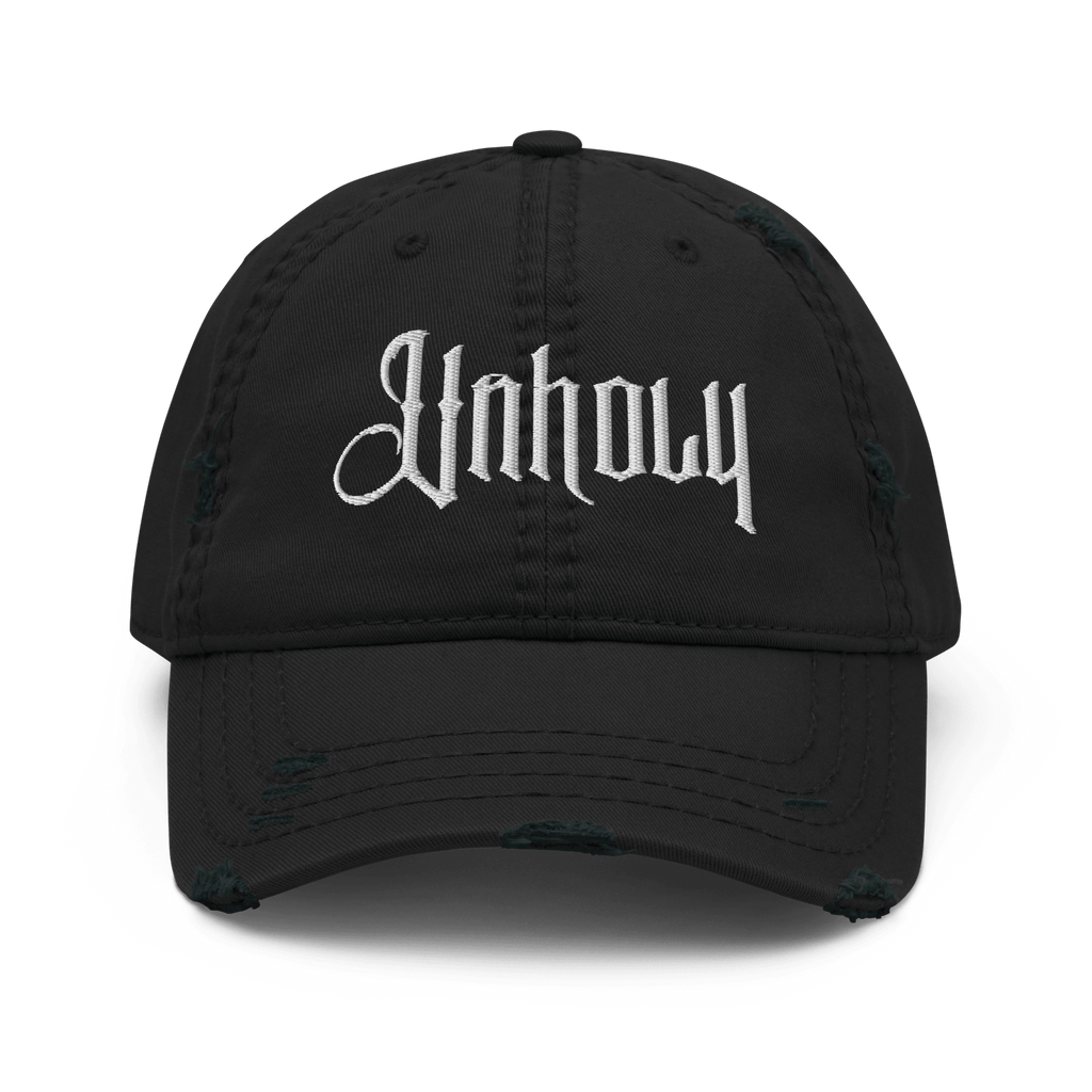 Unholy - Distressed Adjustable Ball Cap - ballcap - baseball style hats - hats - Numbskullz