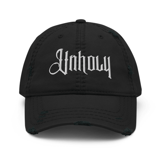 Unholy - Distressed Adjustable Ball Cap - ballcap - baseball style hats - hats - Numbskullz