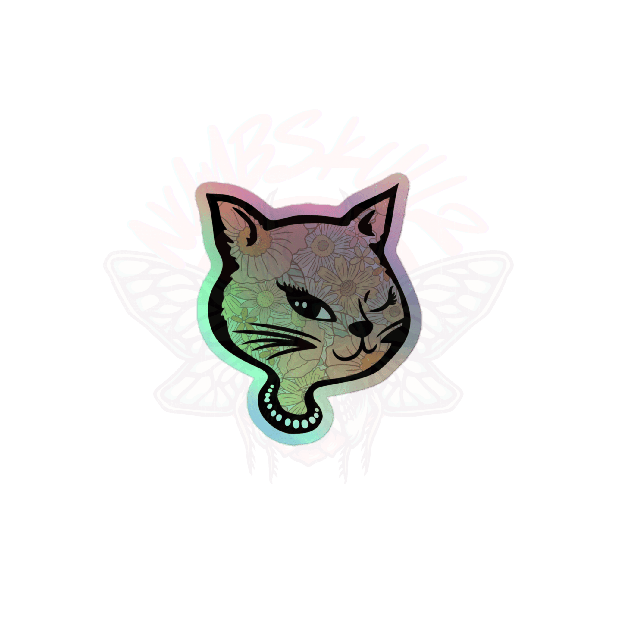 Y2K Cat - Holographic Sticker - 90s - accessories - animal - NumbskullzKC