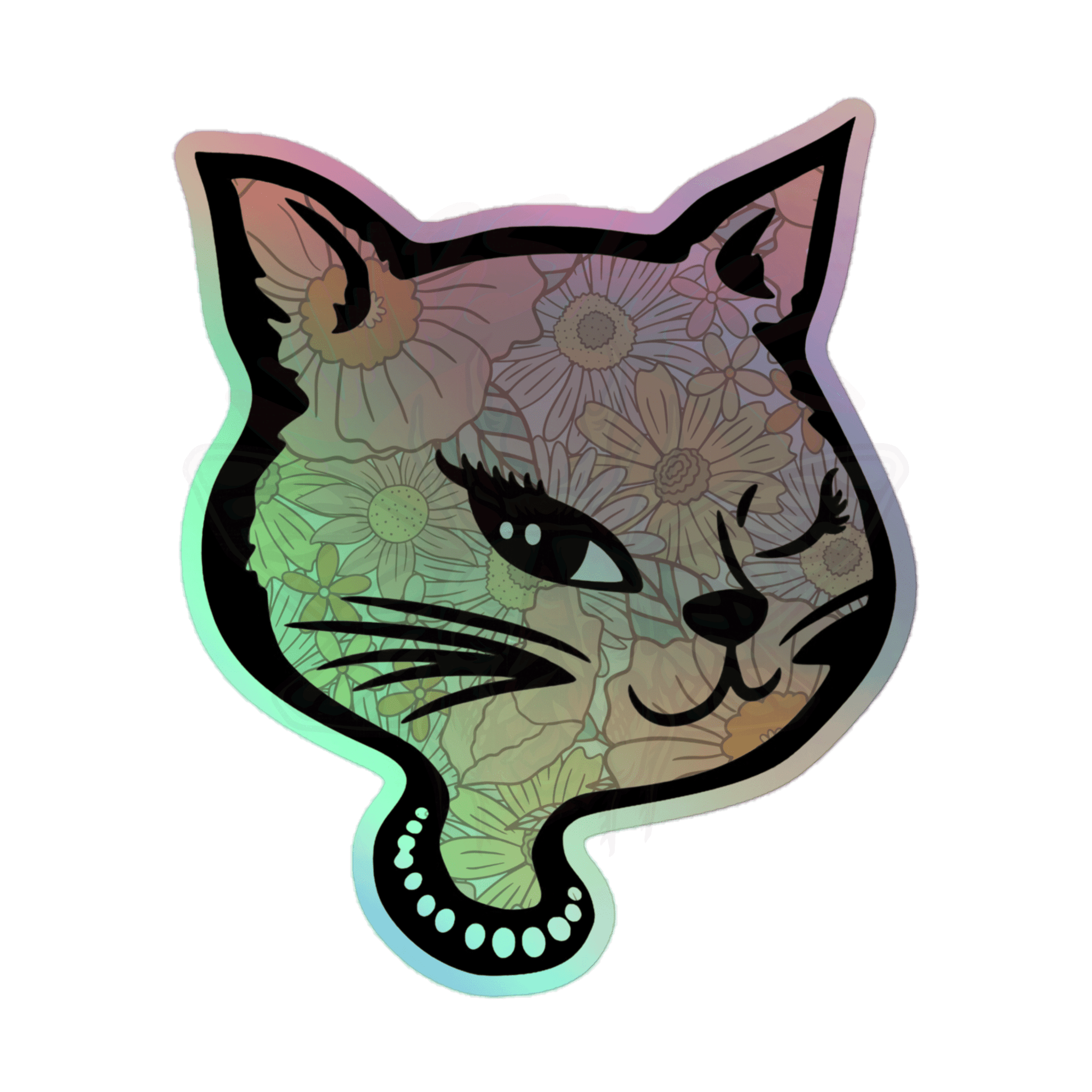 Y2K Cat - Holographic Sticker - 90s - accessories - animal - NumbskullzKC