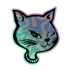 Y2K Cat - Holographic Sticker - 90s - accessories - animal - NumbskullzKC