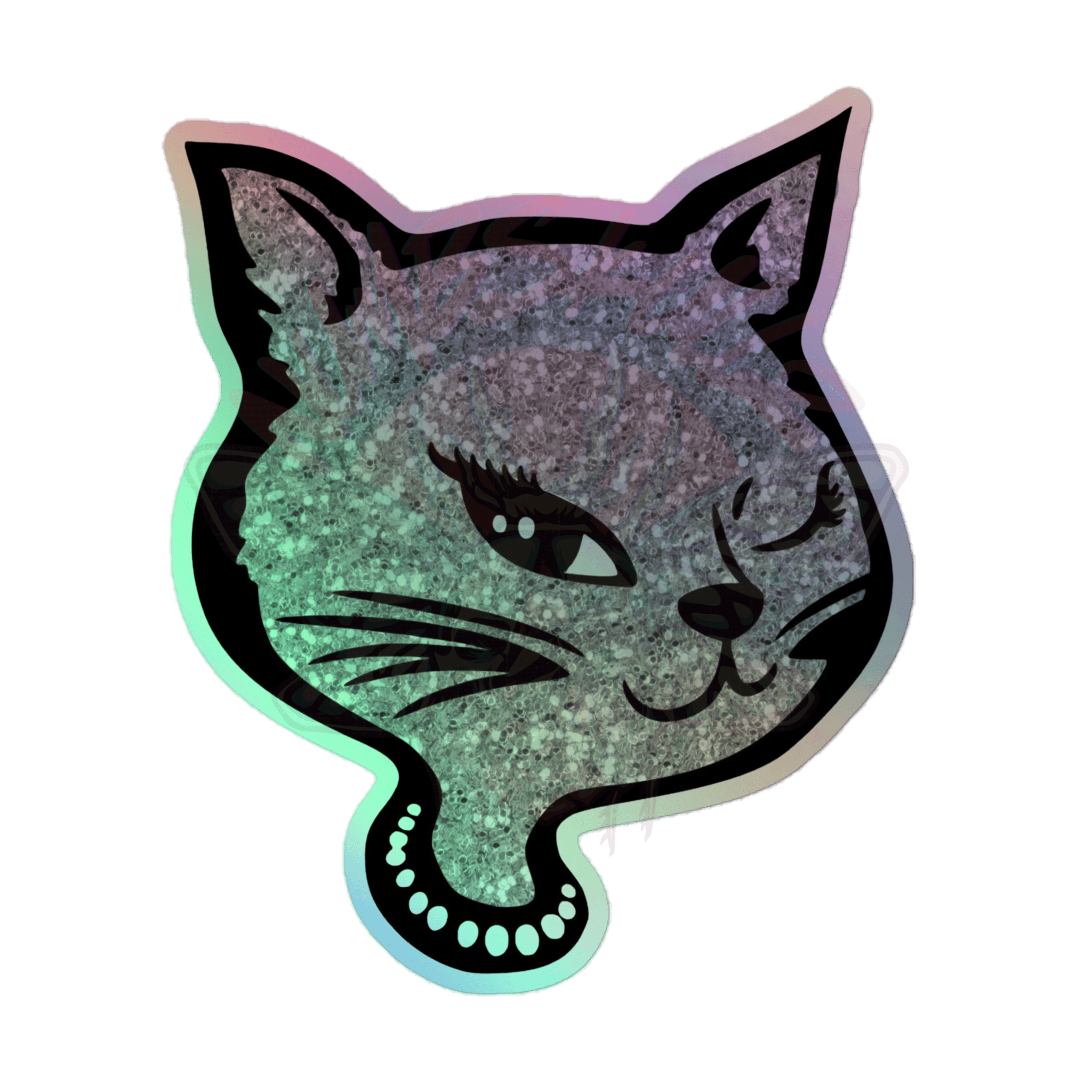 Y2K Cat - Holographic Sticker - 90s - accessories - animal - NumbskullzKC